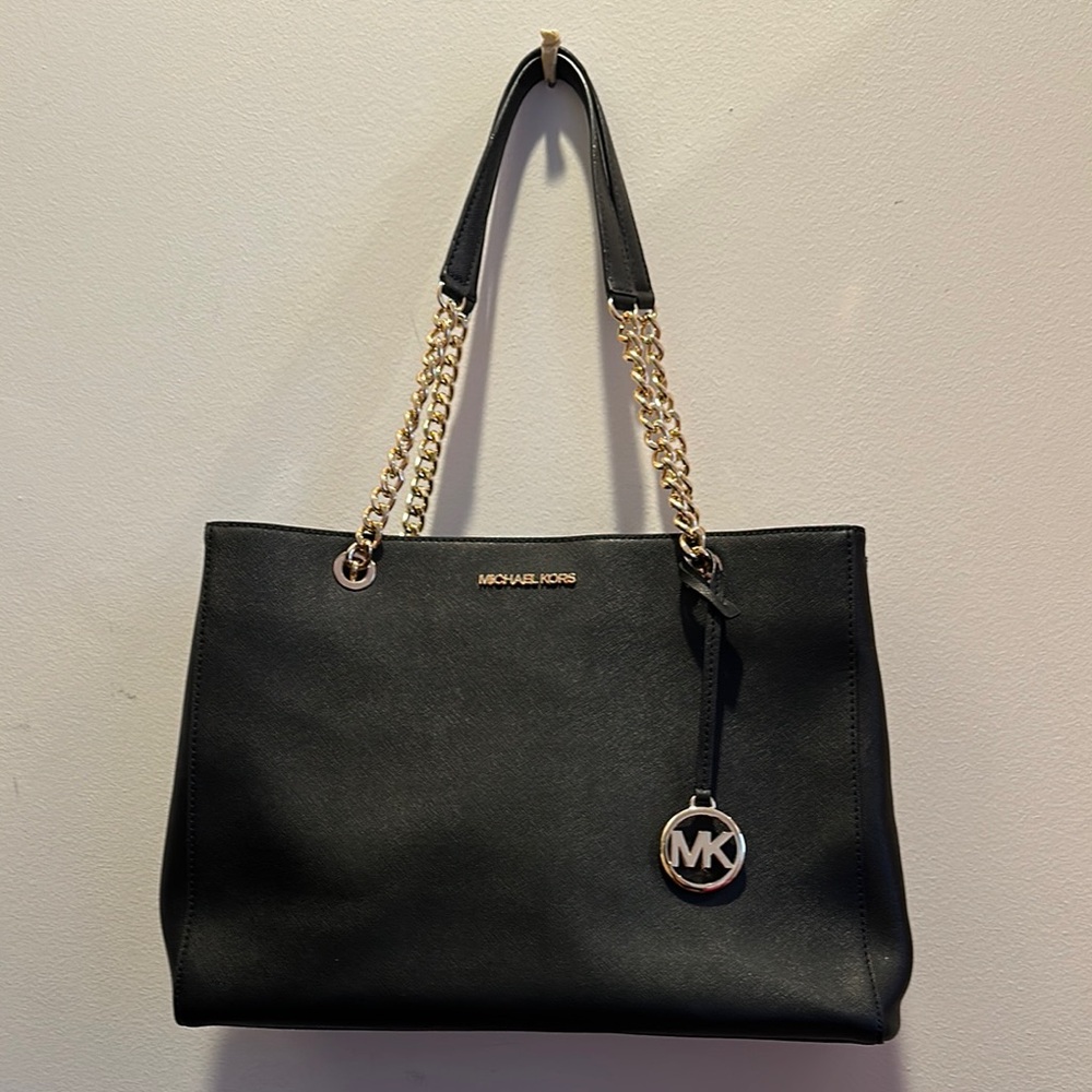 Michael Kors Black and Gold Saffiano Leather Tote